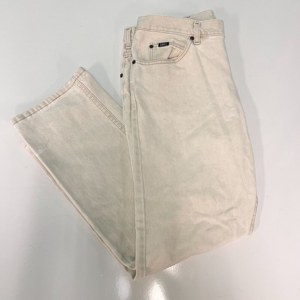 Lee Jeans Mens 36x30 Tan Straight Leg Denim Classic Fit Casual Pants Stretch